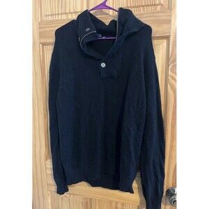 French Connection Wool Blend Sweater 1/4 Zip & Button Combo Black XL